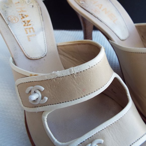 Chanel Vintage CC Turn Lock Accent Slip-On Sandals - Picture 5 of 8